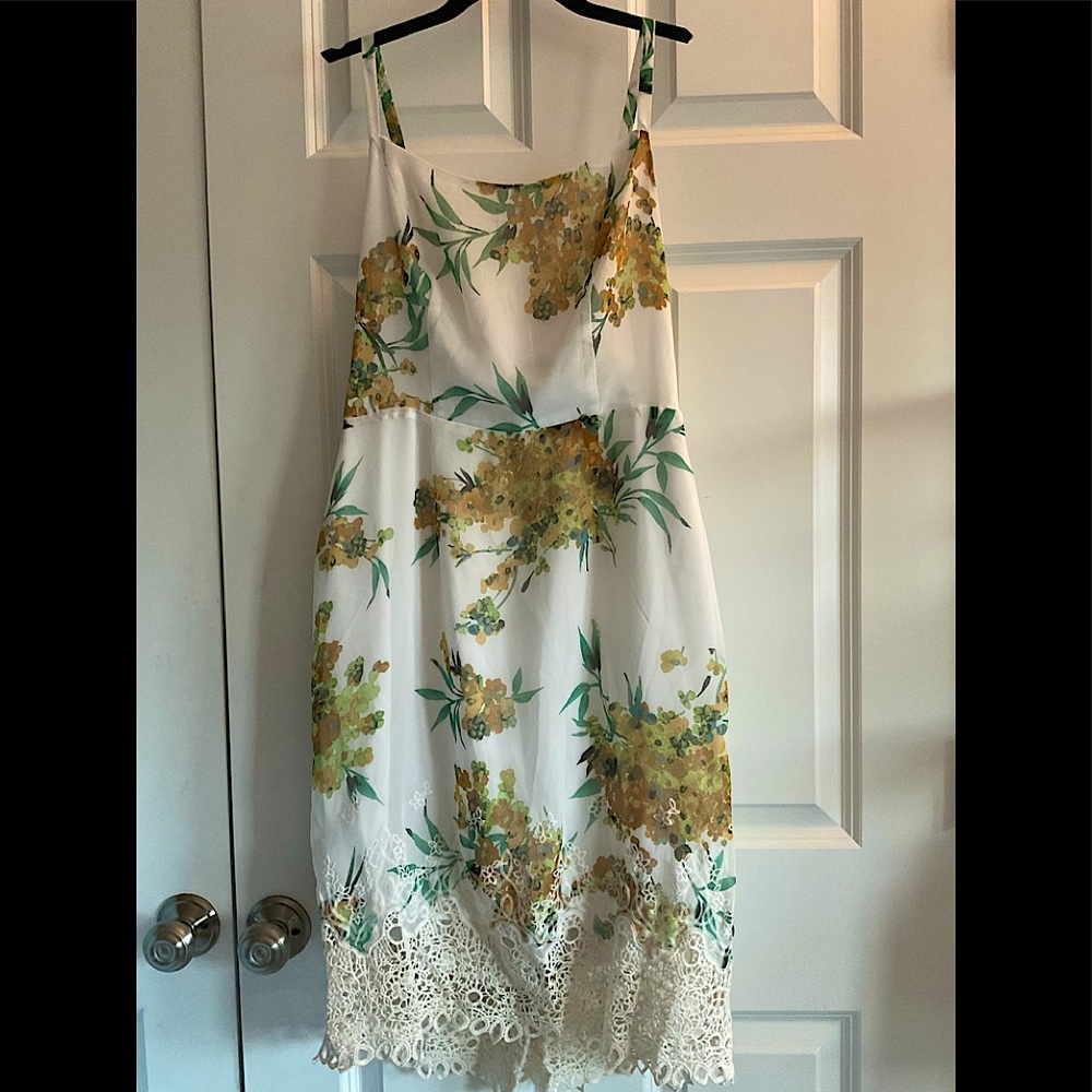 Floral and white lace dress
